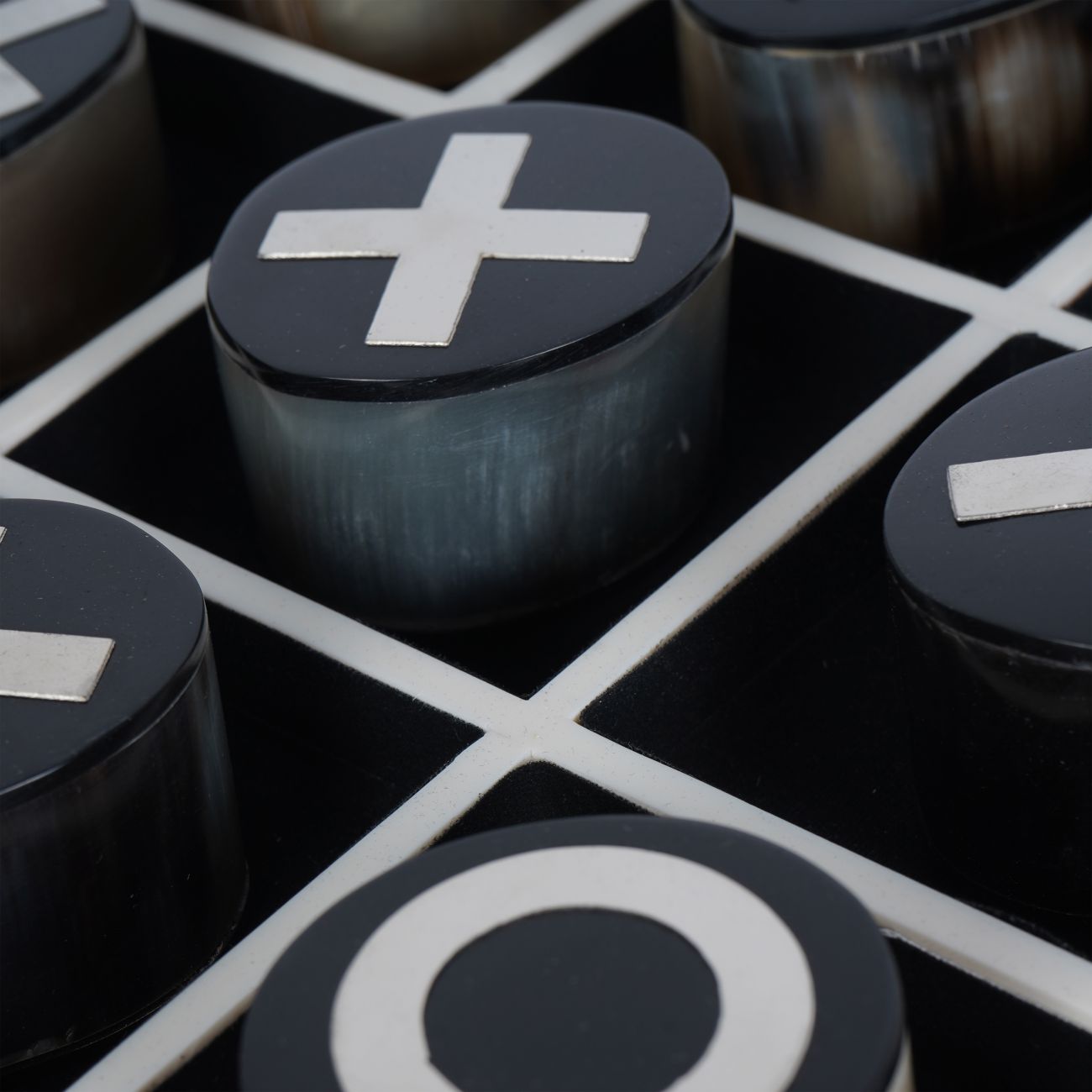 Stack Black & White Horn Noughts & Crosses Set